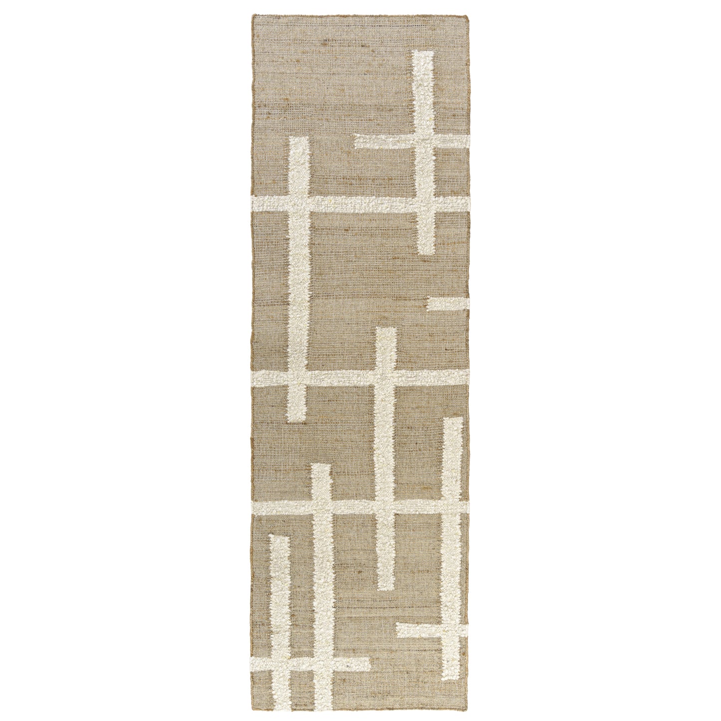 Geoblend-82519 Contemporary Hand-Woven Natural/Ivory Cotton Indoor Area Rug - LR Home
