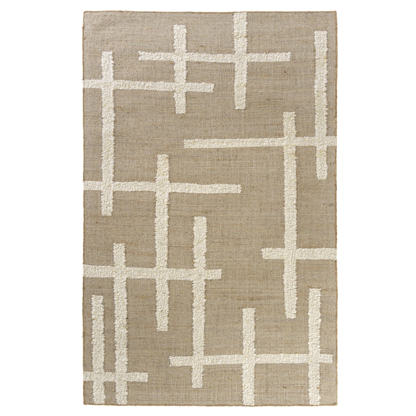 Geoblend-82519 Contemporary Hand-Woven Natural/Ivory Cotton Indoor Area Rug - LR Home