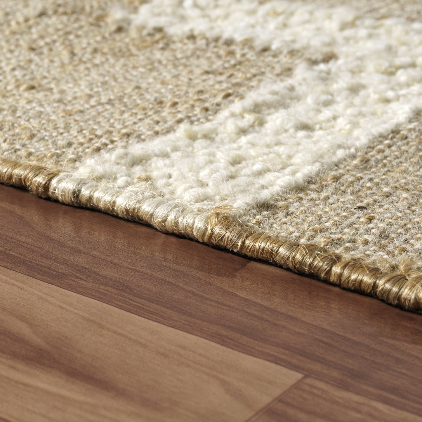 Geoblend-82519 Contemporary Hand-Woven Natural/Ivory Cotton Indoor Area Rug - LR Home
