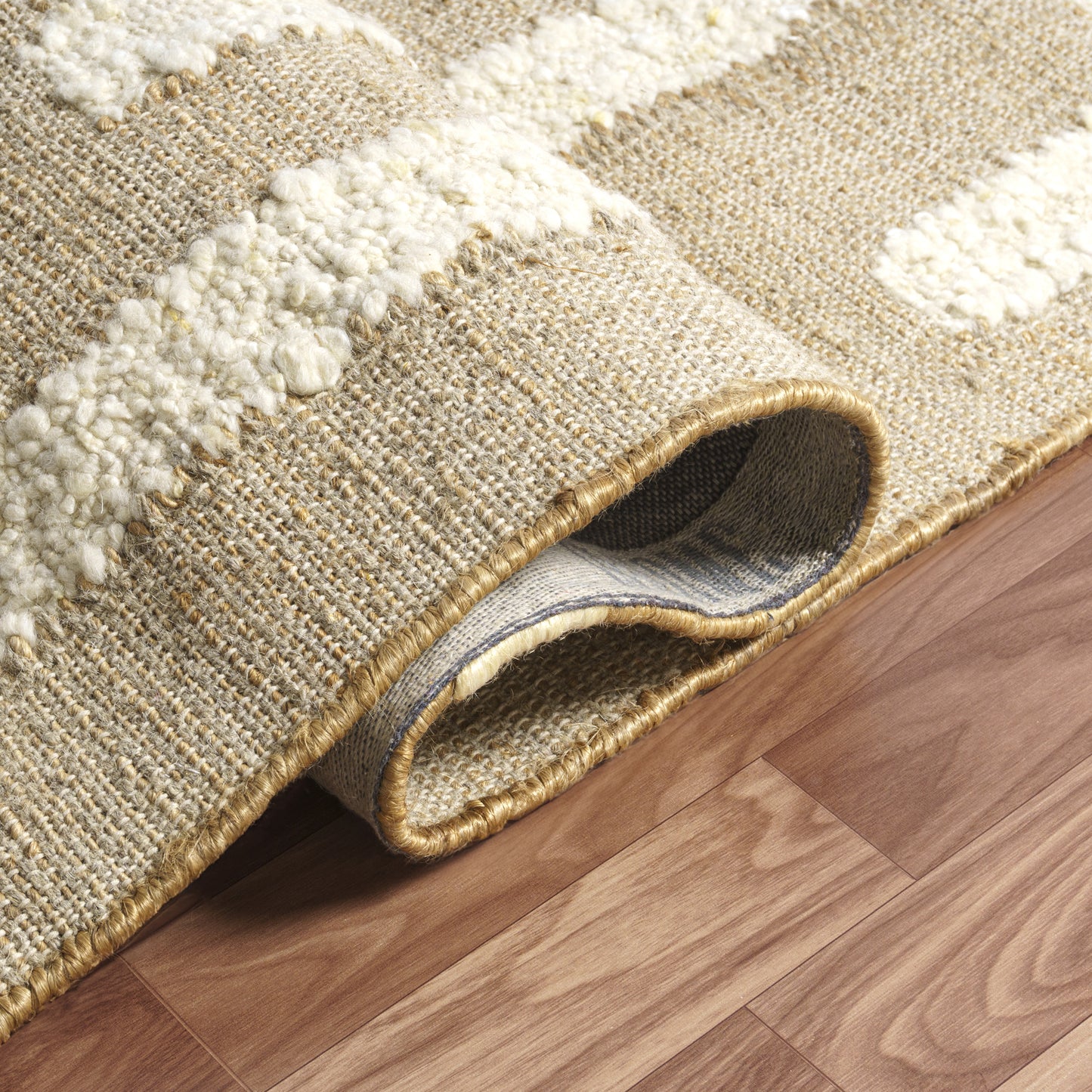 Geoblend-82519 Contemporary Hand-Woven Natural/Ivory Cotton Indoor Area Rug - LR Home