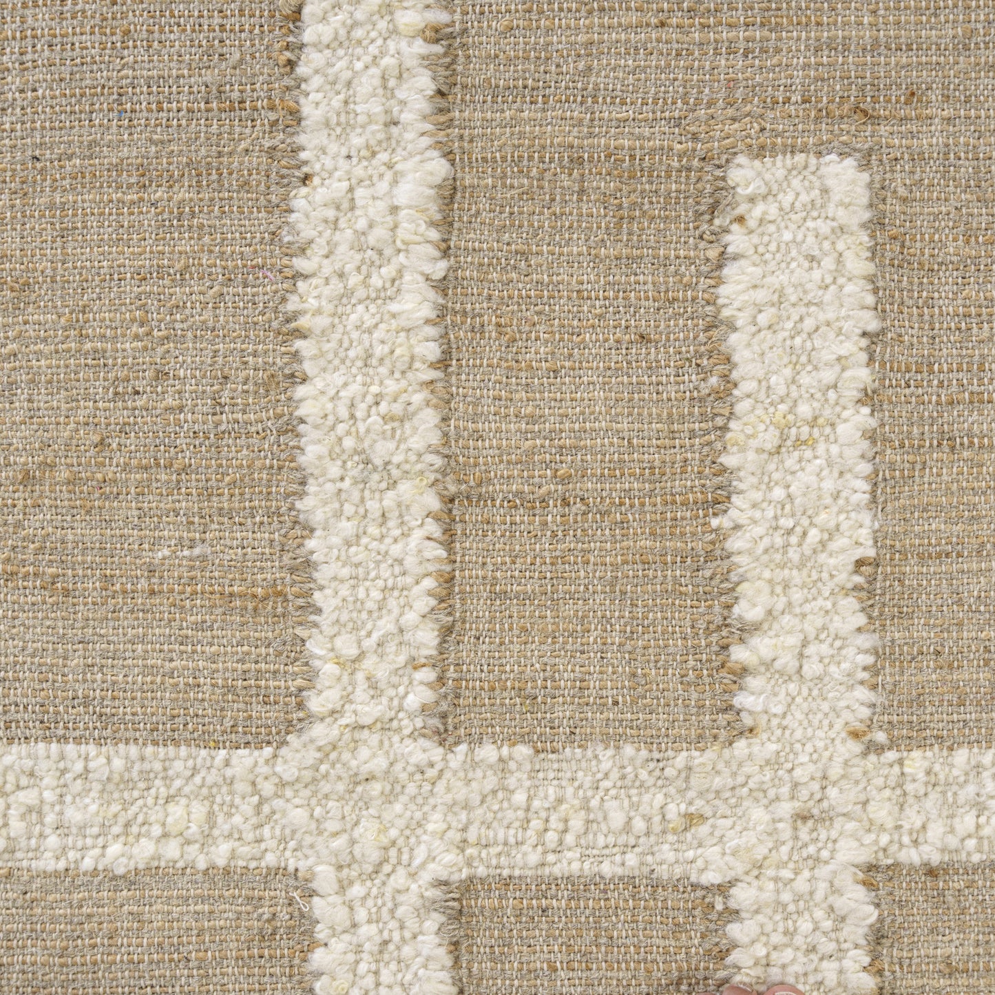 Geoblend-82519 Contemporary Hand-Woven Natural/Ivory Cotton Indoor Area Rug - LR Home