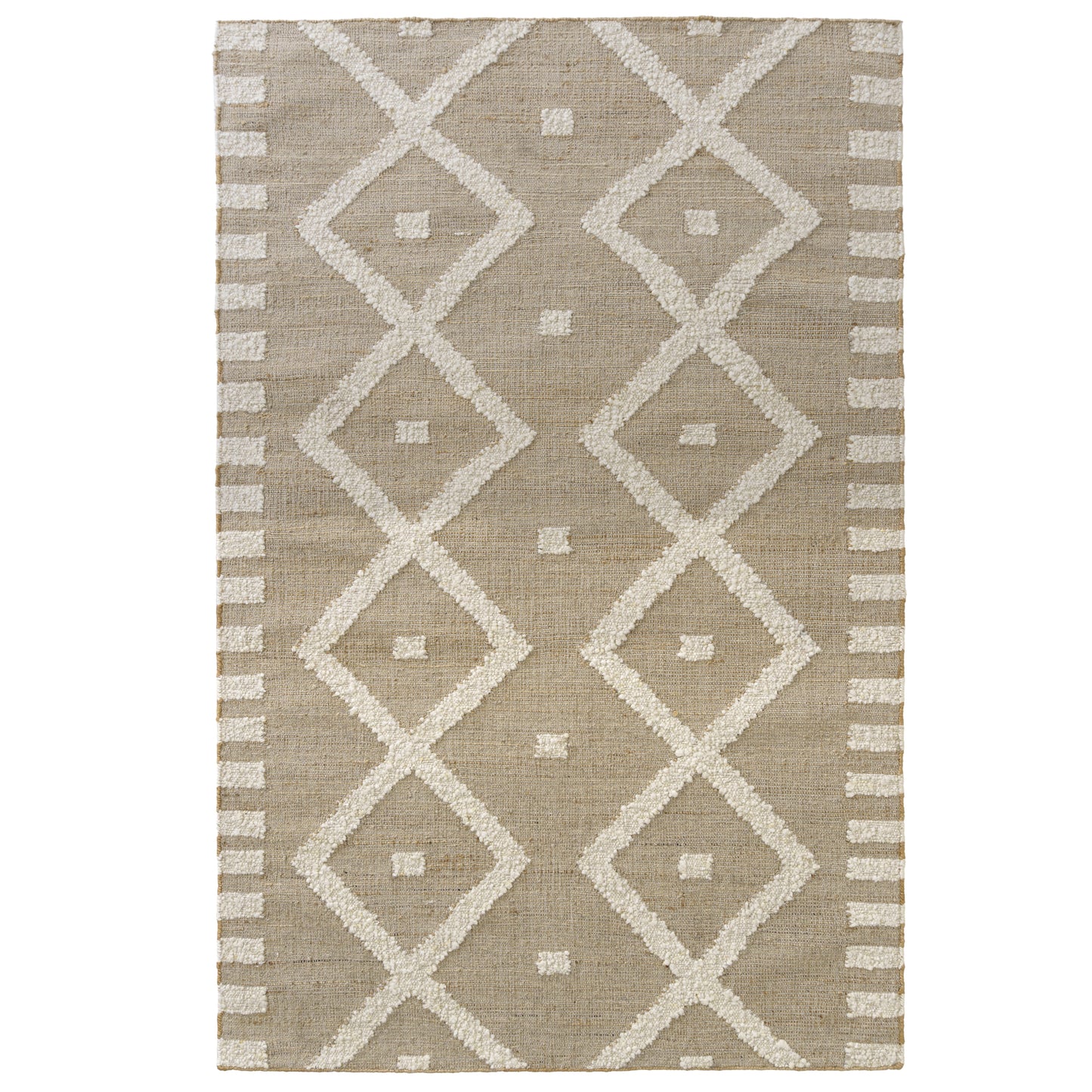 Geoblend-82522 Farmhouse Hand-Woven Natural/Ivory Cotton Indoor Area Rug - LR Home