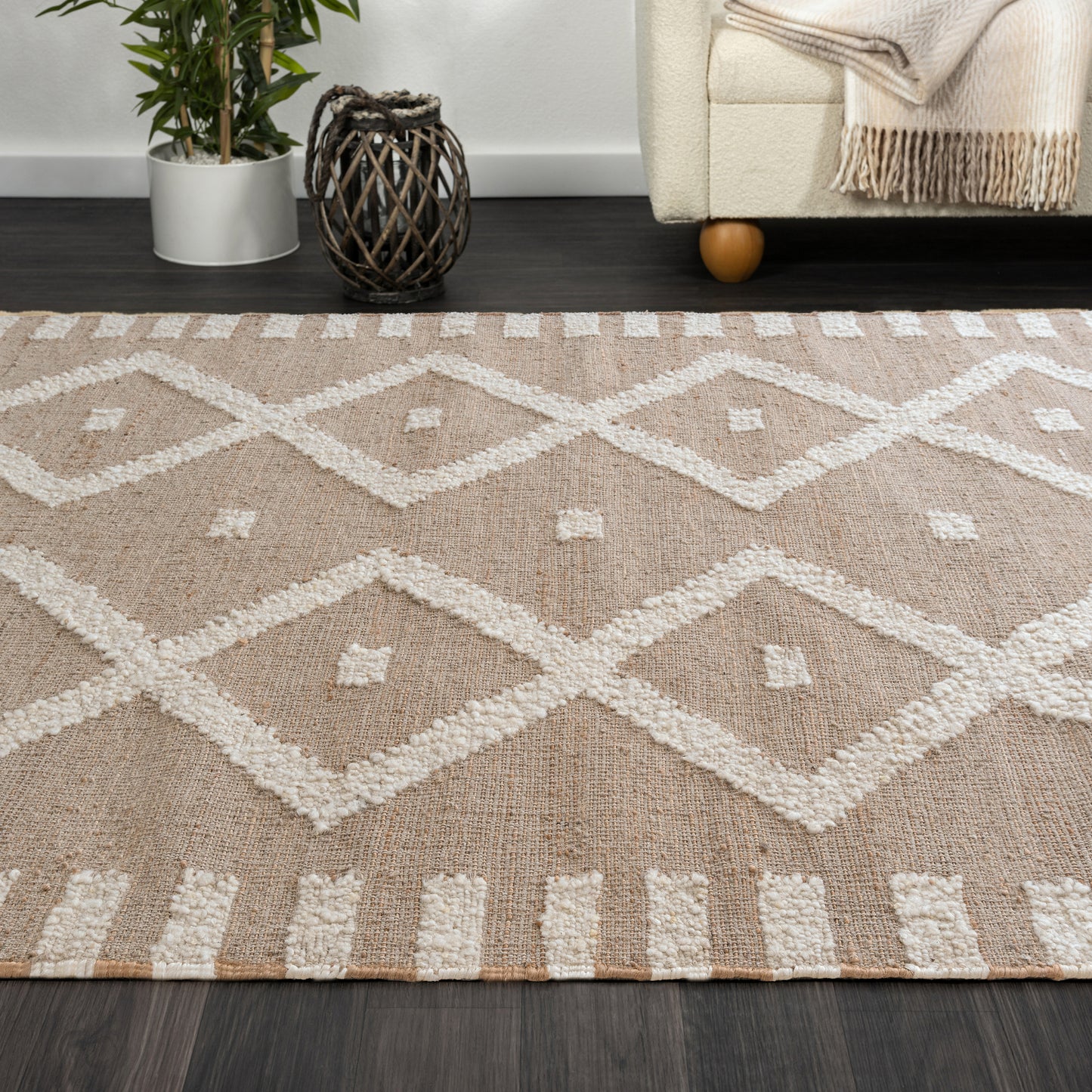 Geoblend-82522 Farmhouse Hand-Woven Natural/Ivory Cotton Indoor Area Rug - LR Home