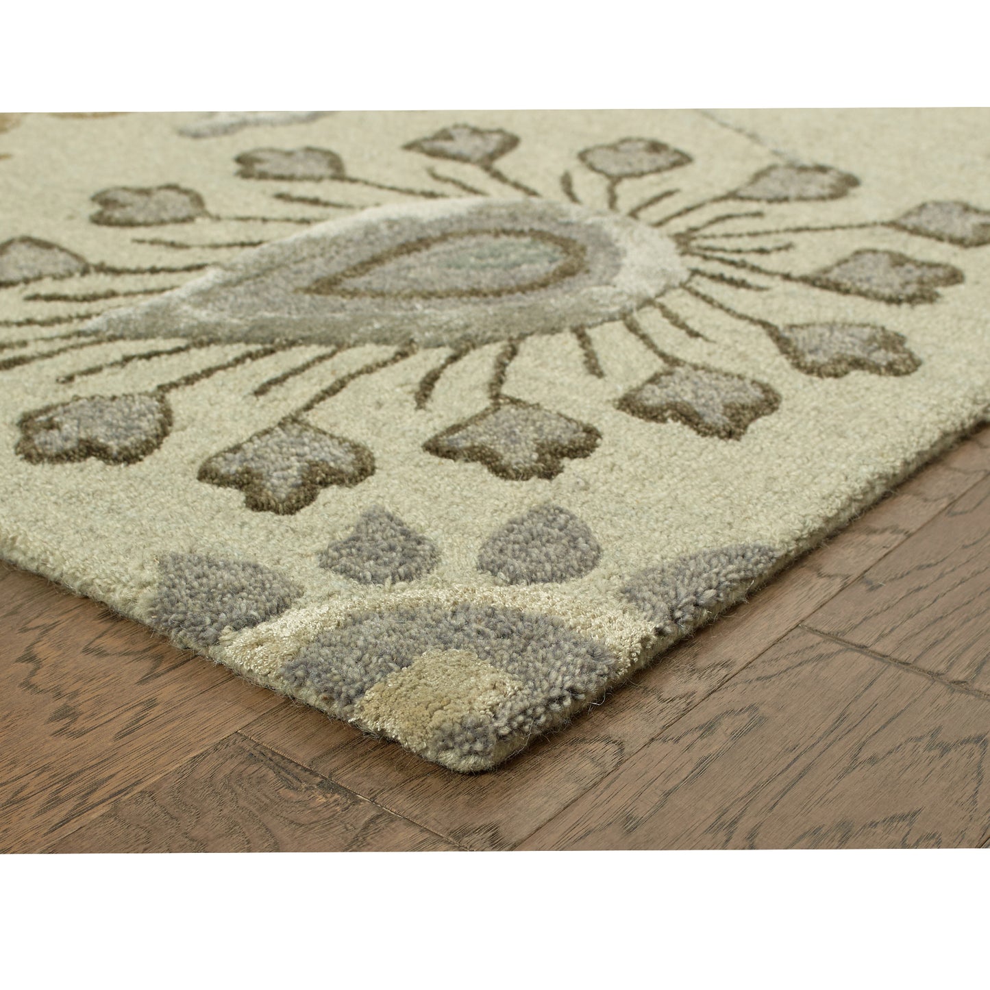 Glamour-06010 Traditional Hand-Tufted Light Gray Cotton Indoor Area Rug - LR Home