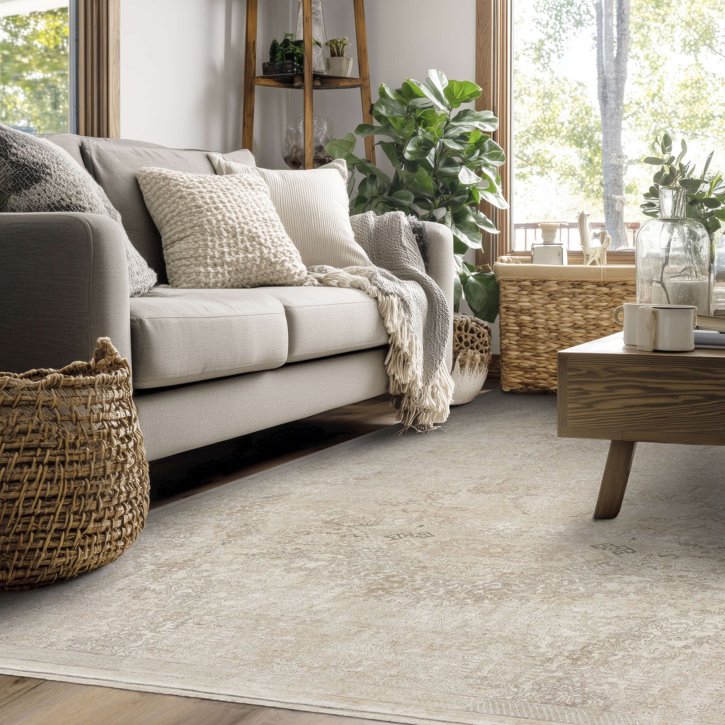 Grinstead Flaxen Beige Area Rug - Karastan