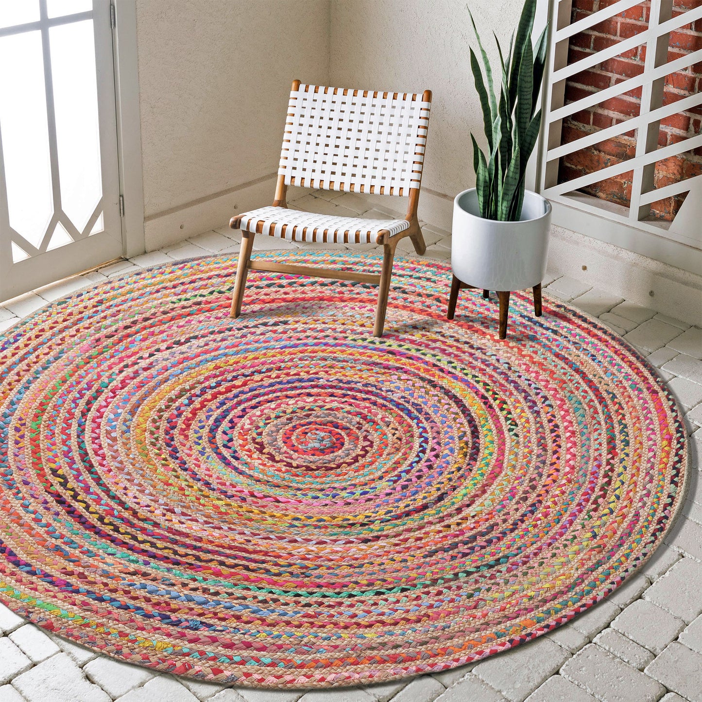 HAVAN-82120 Bohemian/Eclectic Hand-Braided Multi/Natural Cotton/Jute Indoor Area Rugs - LR Home
