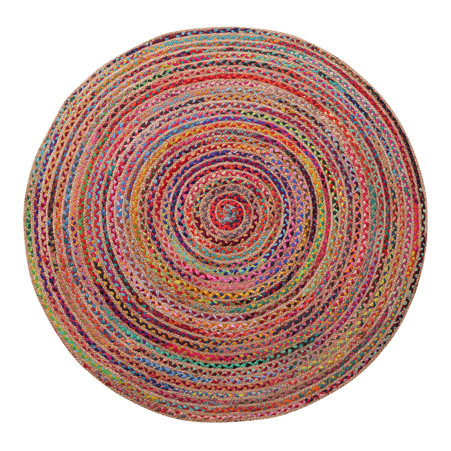 Havana-82120 Bohemian/Eclectic Hand-Braided Rainbow Self-Backed Indoor Area Rug - LR Home