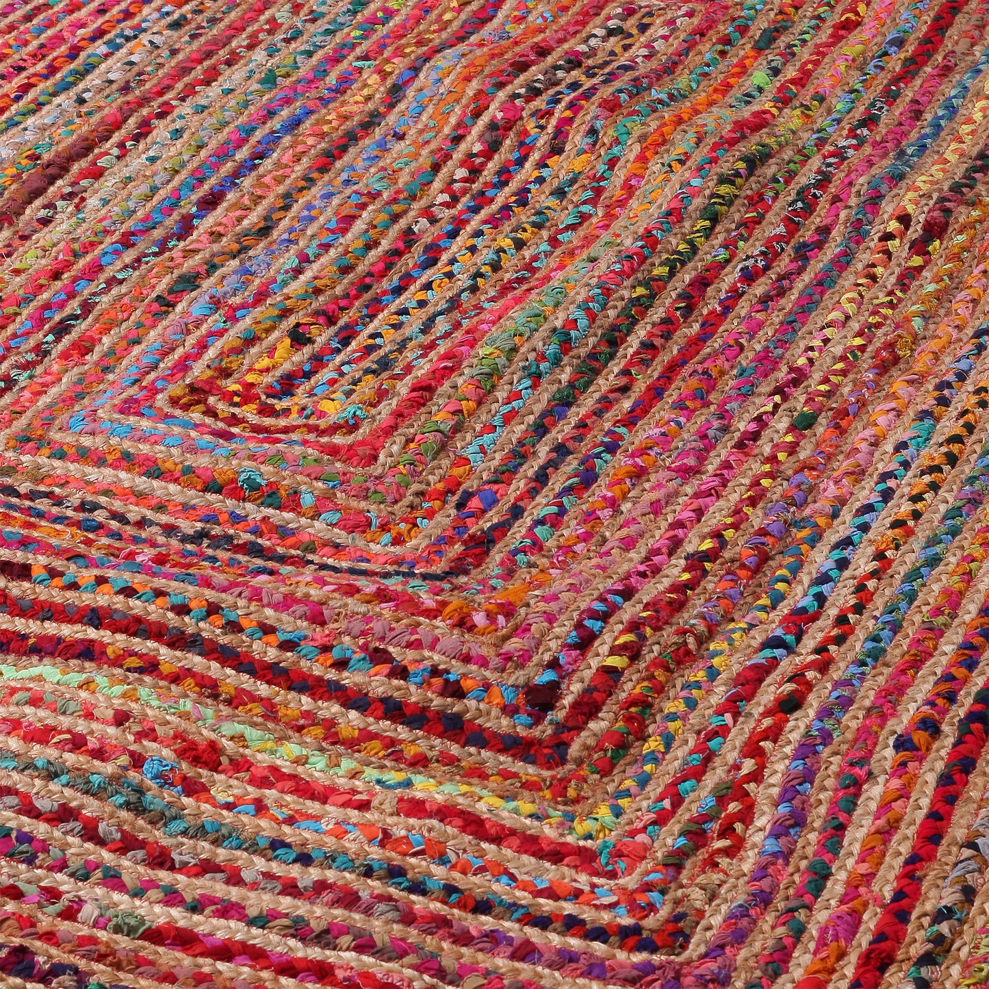 HAVAN-82120 Bohemian/Eclectic Hand-Braided Multi/Natural Cotton/Jute Indoor Area Rugs - LR Home