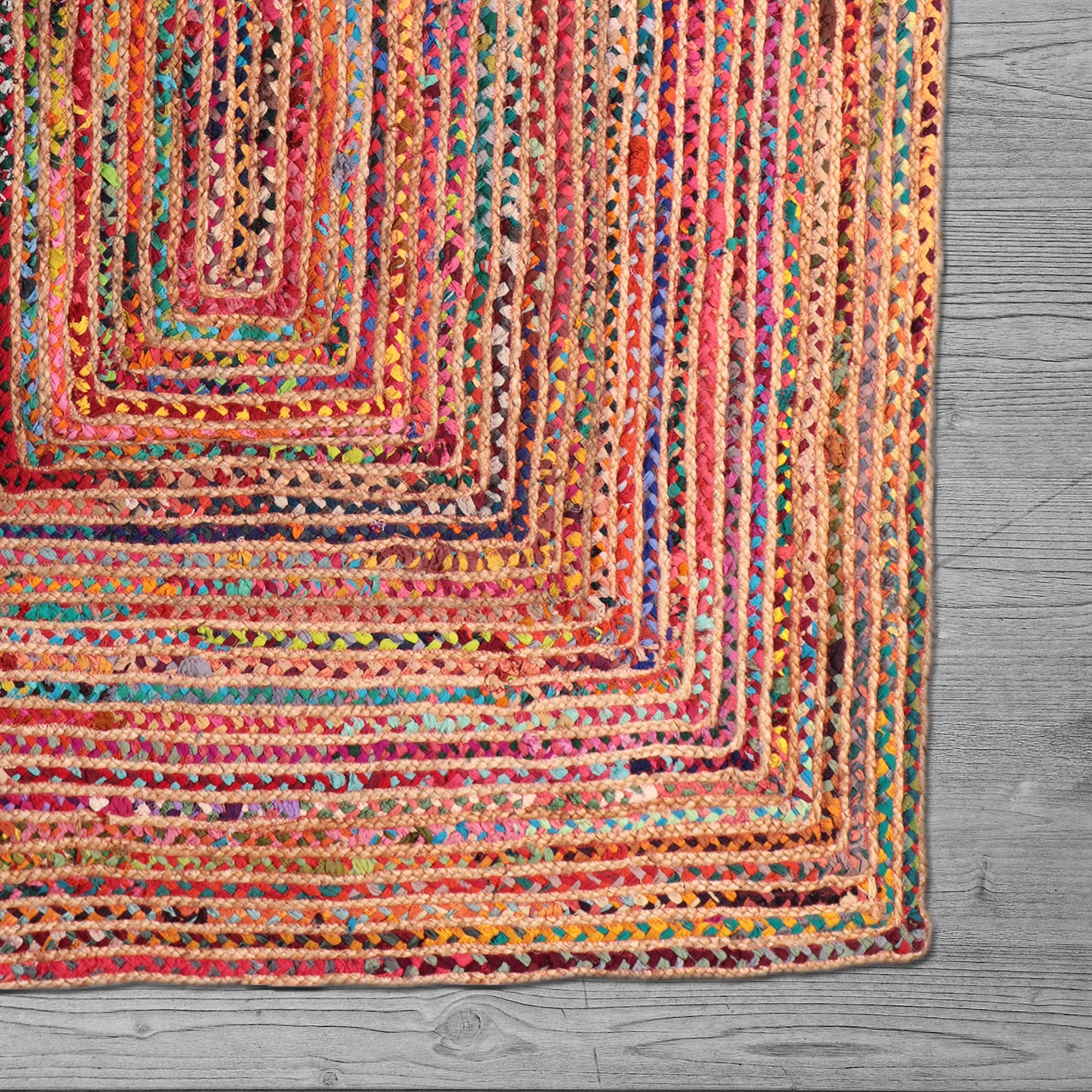 HAVAN-82120 Bohemian/Eclectic Hand-Braided Multi/Natural Cotton/Jute Indoor Area Rugs - LR Home