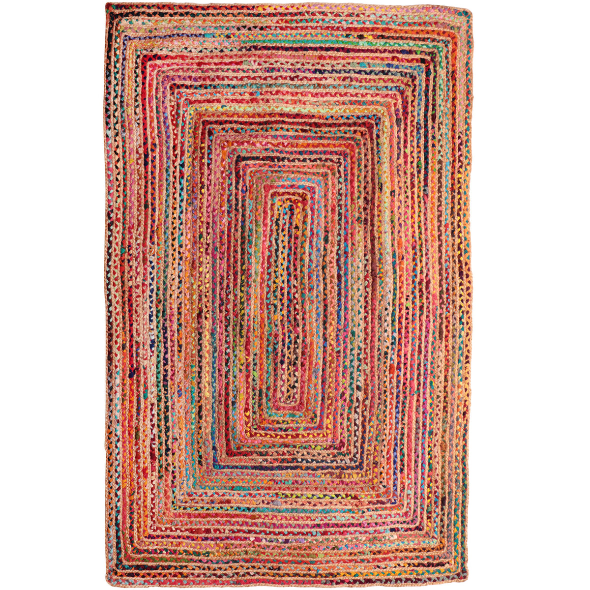 Havana Multicolor Bohemian Hand-Braided Cotton/Jute Area Rug - Silo view
