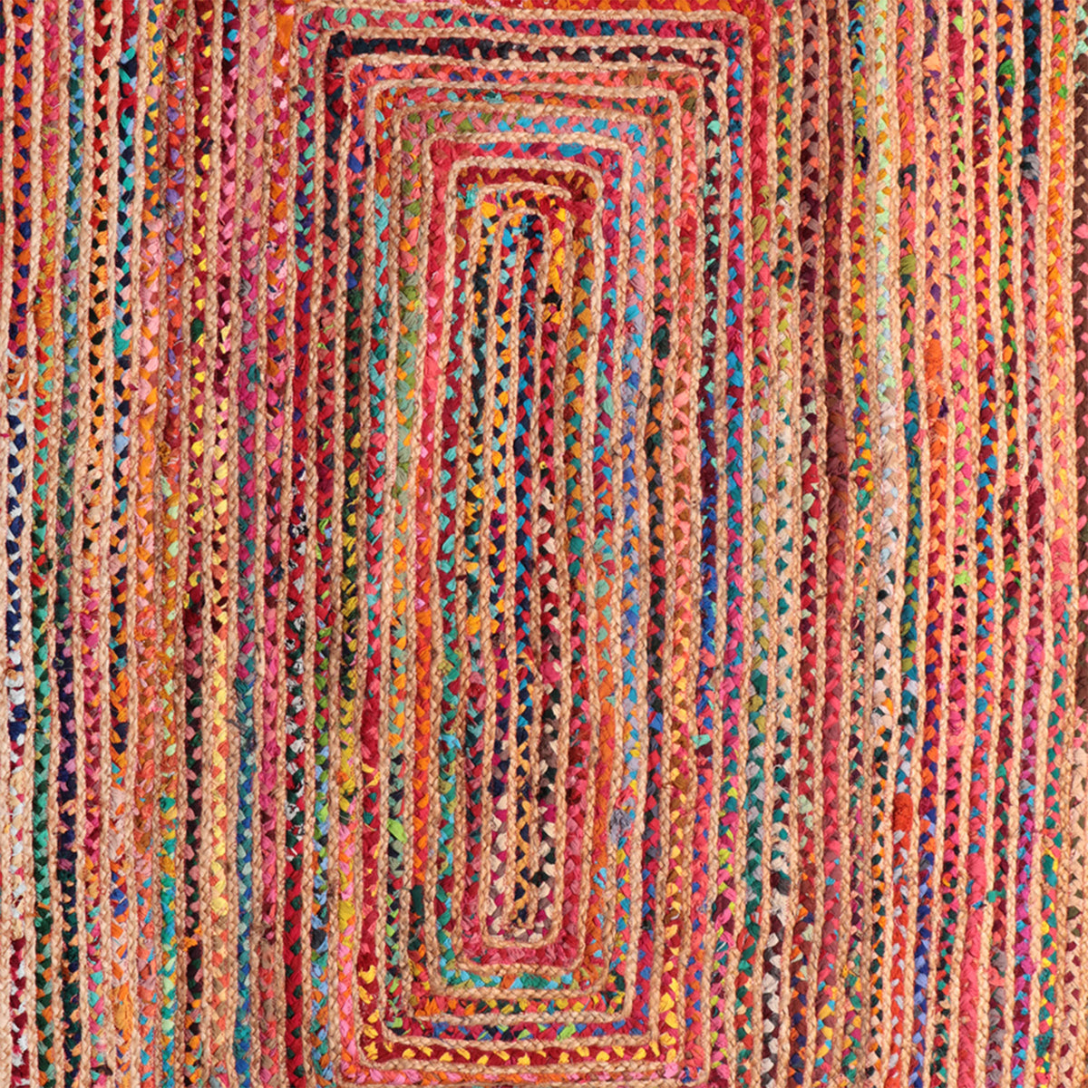 Havana Multicolor Bohemian Hand-Braided Cotton/Jute Area Rug - color swatch