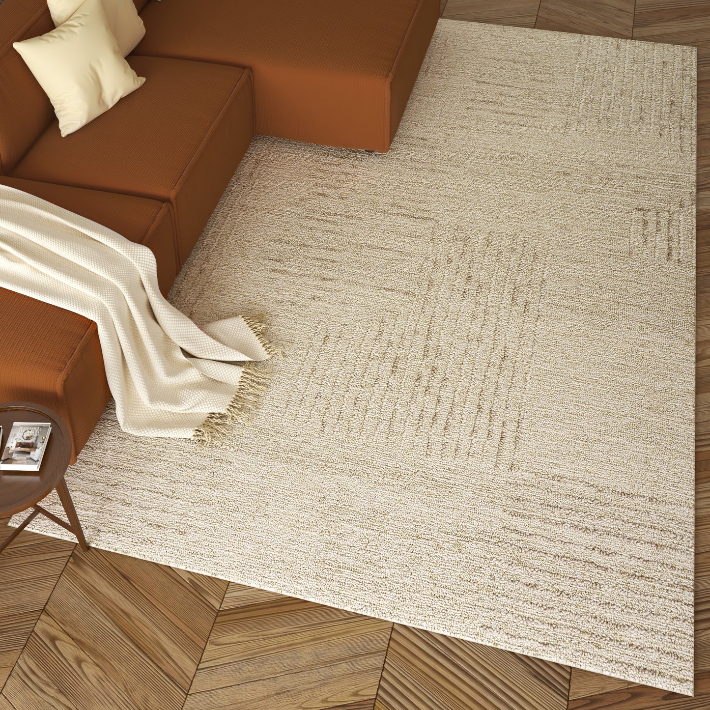 Haze-82445 Casual Hand-Tufted Beige/Cream Cotton Indoor Area Rug - LR Home