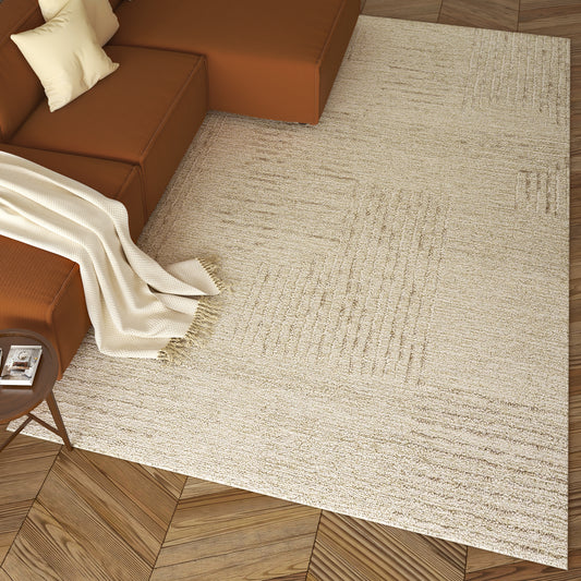 Haze-82445 Casual Hand-Tufted Beige/Cream Cotton Indoor Area Rug - LR Home