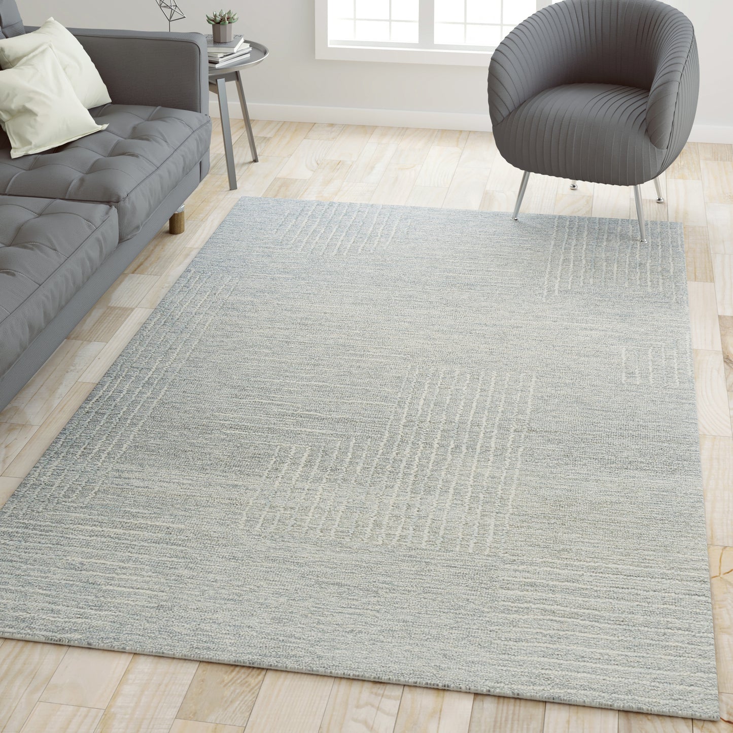 Haze-82447 Casual Hand-Tufted Light Gray/ Ivory Cotton Indoor Area Rug - LR Home