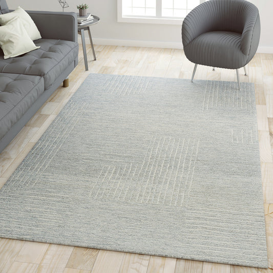 Haze-82447 Casual Hand-Tufted Light Gray/ Ivory Cotton Indoor Area Rug - LR Home