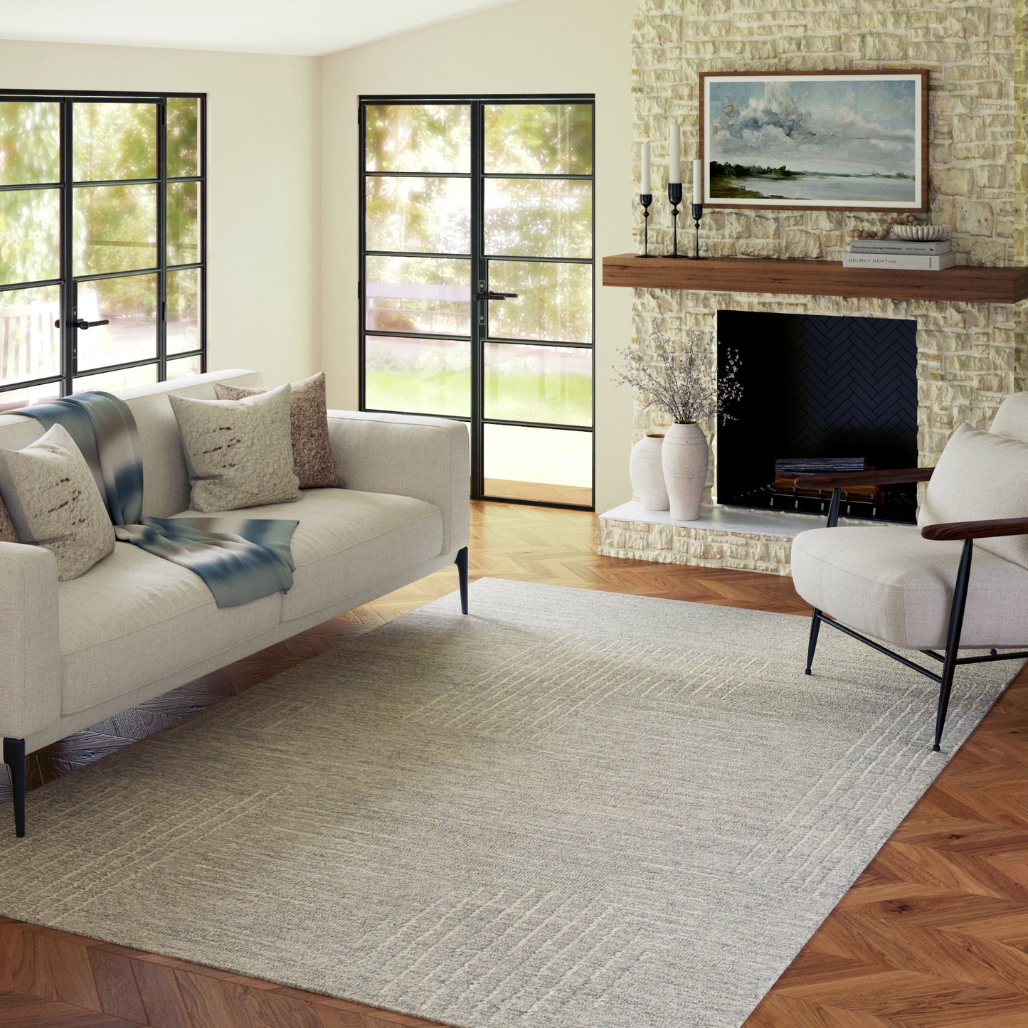 Haze-82447 Casual Hand-Tufted Light Gray/ Ivory Cotton Indoor Area Rug - LR Home