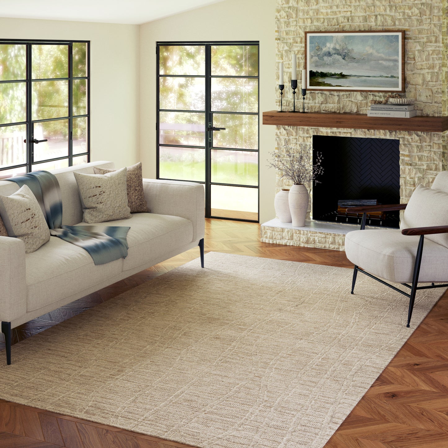 Haze-82448 Casual Hand-Tufted Light Taupe/Cream Cotton Indoor Area Rug - LR Home