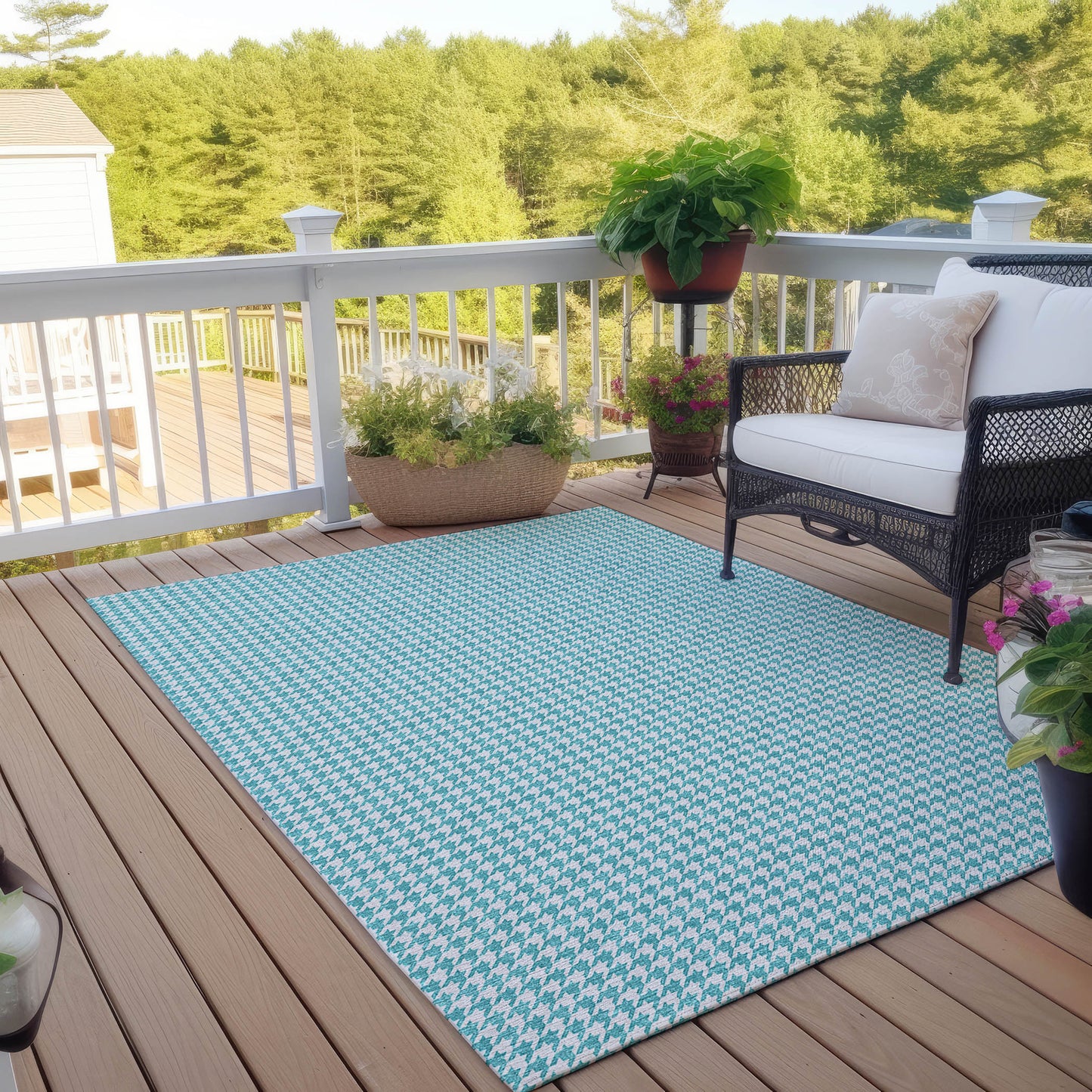 Machine Made Hinton HN1 Aqua - Dalyn Rugs