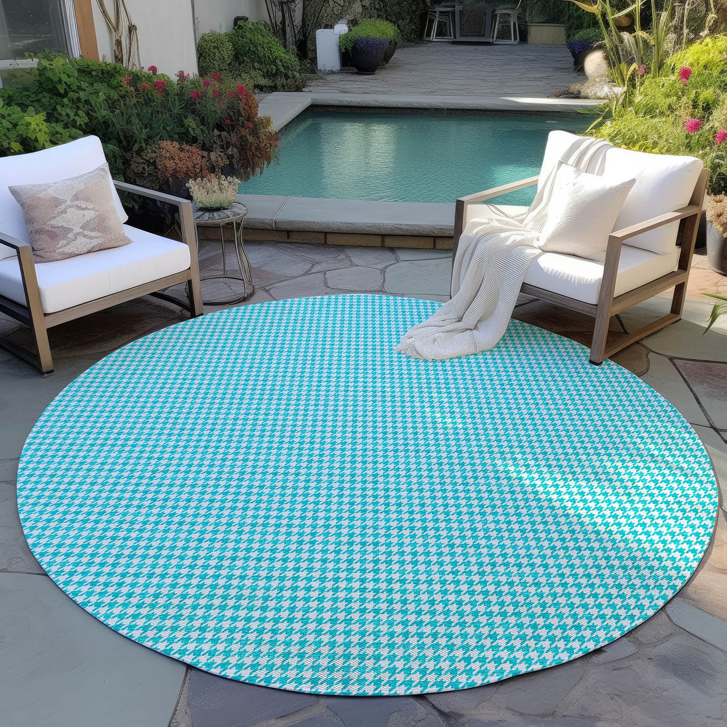 Machine Made Hinton HN1 Aqua - Dalyn Rugs