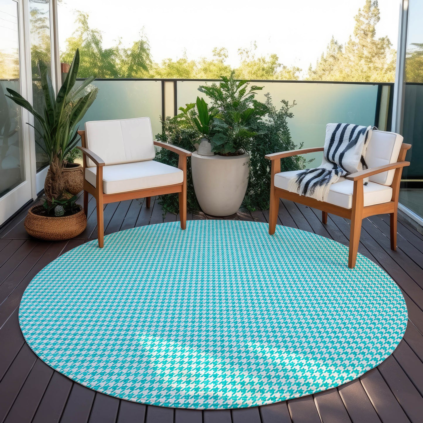 Machine Made Hinton HN1 Aqua - Dalyn Rugs