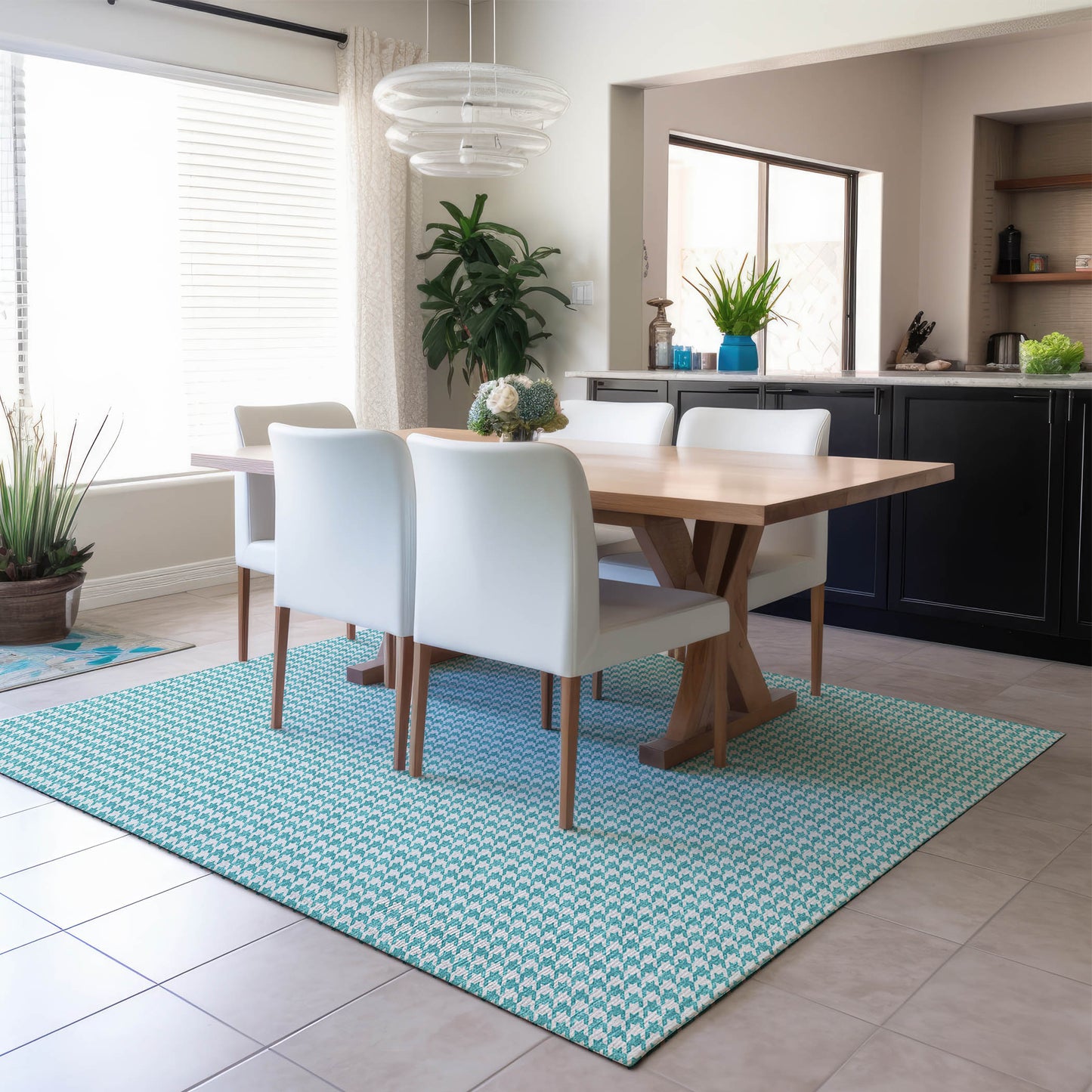 Machine Made Hinton HN1 Aqua - Dalyn Rugs
