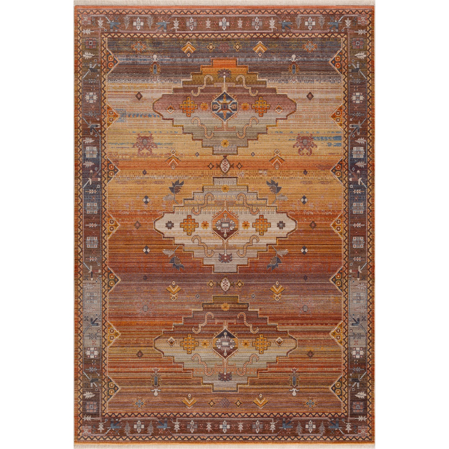 Holi-81771 Bohemian/Eclectic Power-Loomed Brown/Yellow/Multi Cotton Indoor Area Rug - LR Home