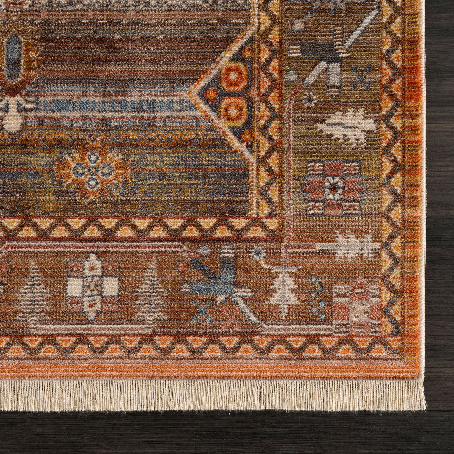 Holi-81771 Bohemian/Eclectic Power-Loomed Brown/Yellow/Multi Cotton Indoor Area Rug - LR Home