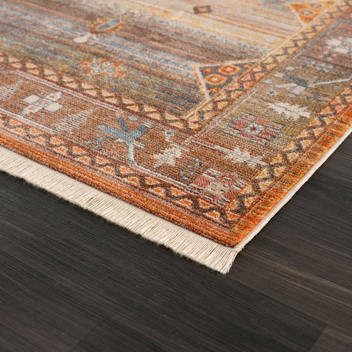Vintage Bohemian Southwestern Sierra Area Rug - side angle view