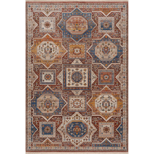 HOLIC-81772 Bohemian/Eclectic Machine Made Red/Ivory/Multi Polyester Indoor Area Rugs - LR Home