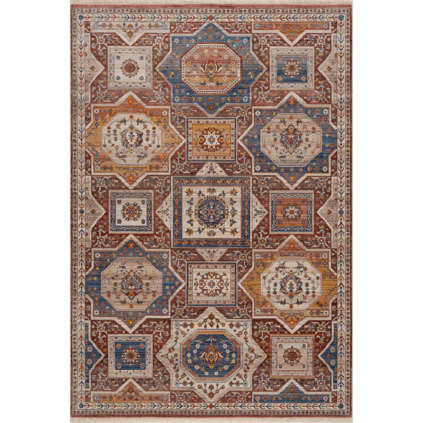 HOLIC-81772 Bohemian/Eclectic Machine Made Red/Ivory/Multi Polyester Indoor Area Rugs - LR Home