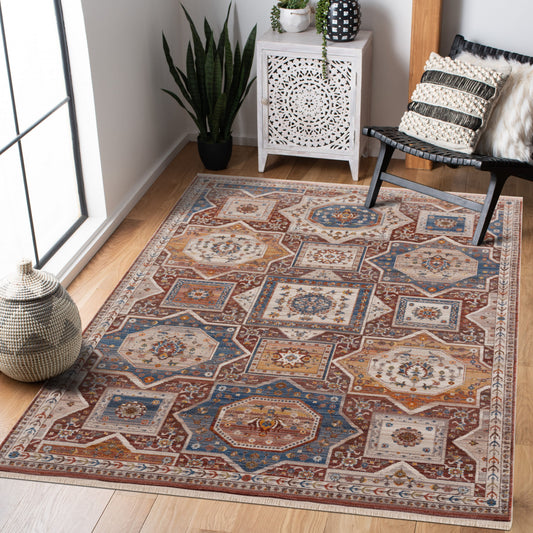 Holi-81772 Bohemian/Eclectic Power-Loomed Red/Ivory/Multi Cotton Indoor Area Rug - LR Home
