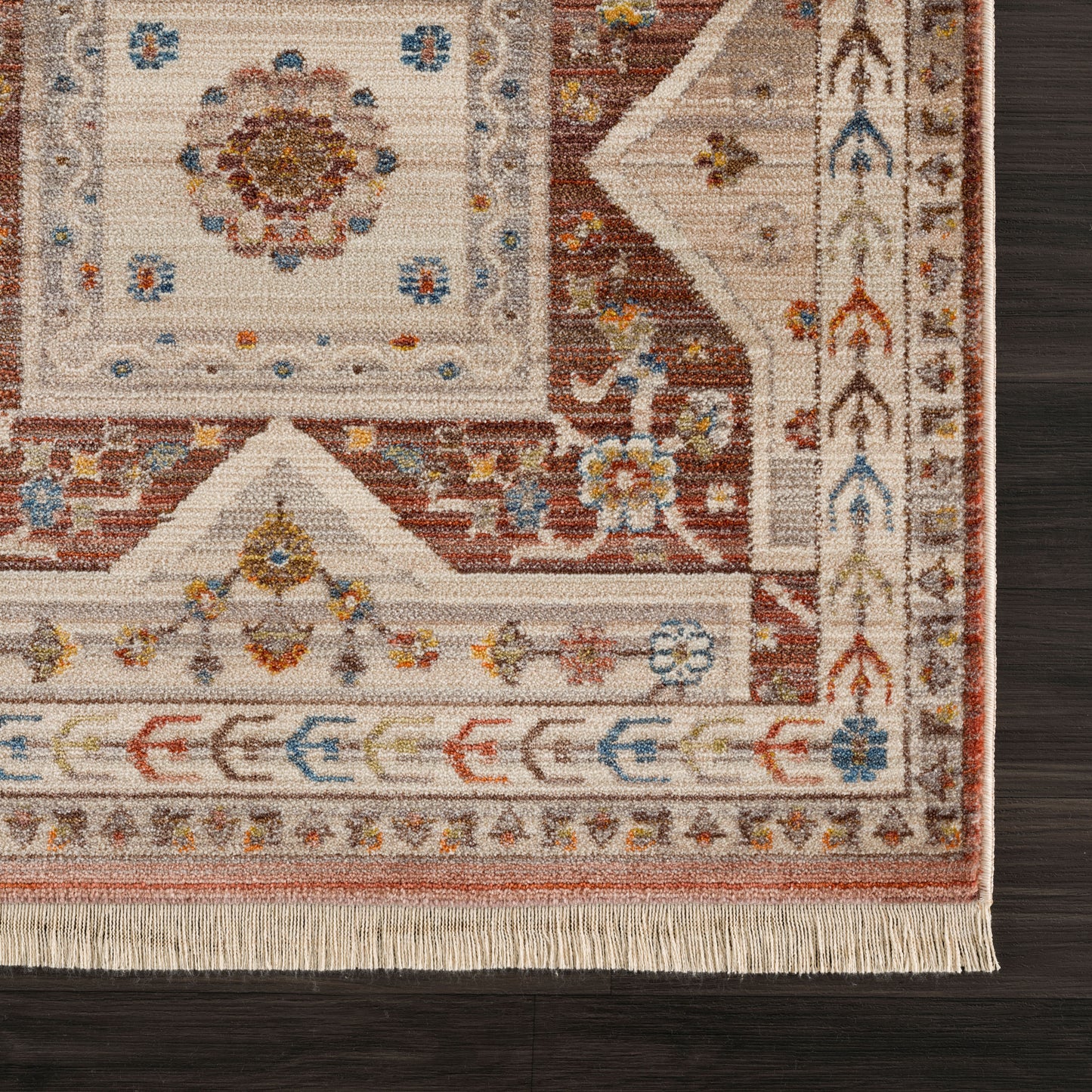 Holi-81772 Bohemian/Eclectic Power-Loomed Red/Ivory/Multi Cotton Indoor Area Rug - LR Home