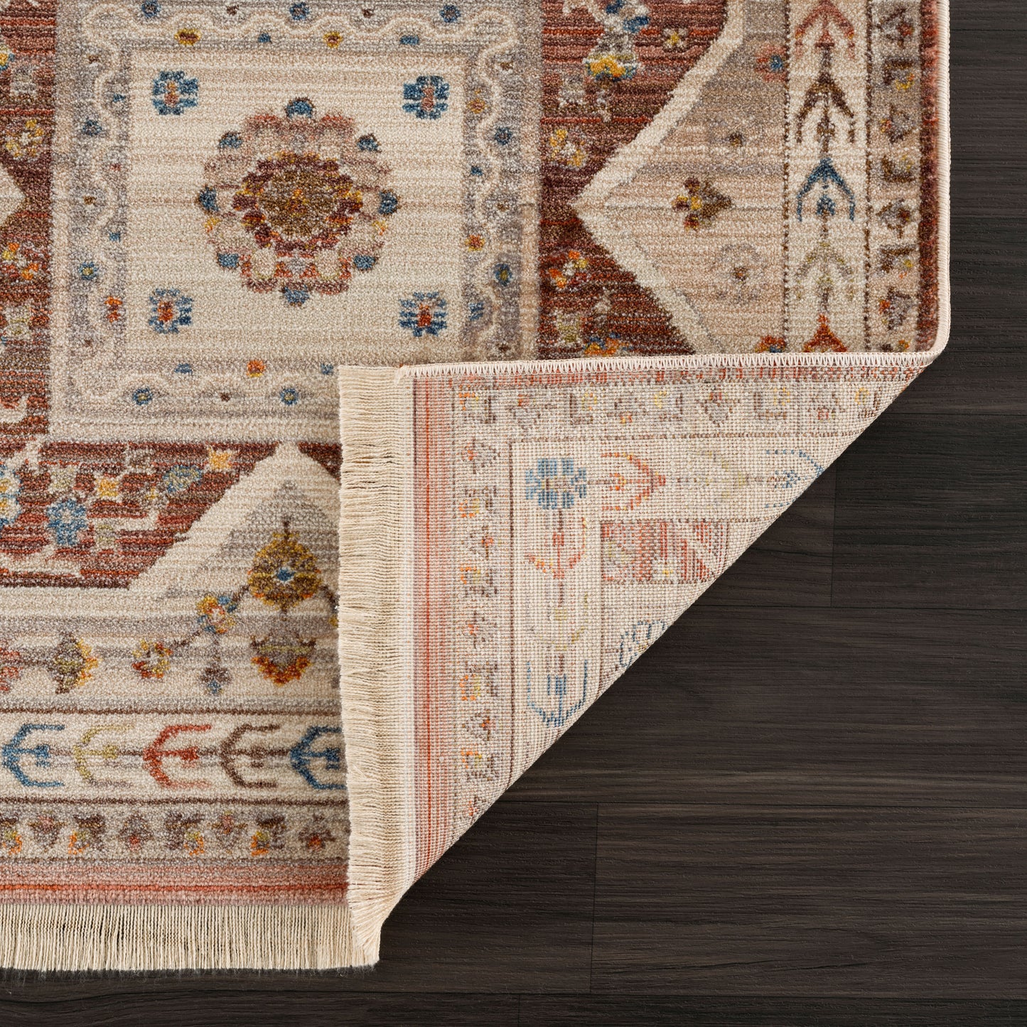 Holi-81772 Bohemian/Eclectic Power-Loomed Red/Ivory/Multi Cotton Indoor Area Rug - LR Home