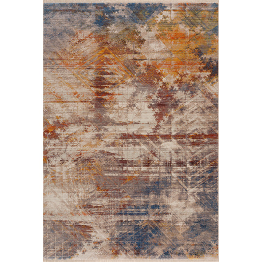 Distressed Geometric Abstract Overlay Area Rug - Silo view