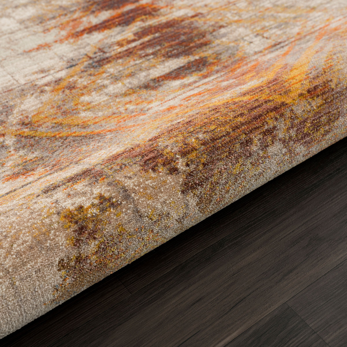 Distressed Geometric Abstract Overlay Area Rug - close-up detail
