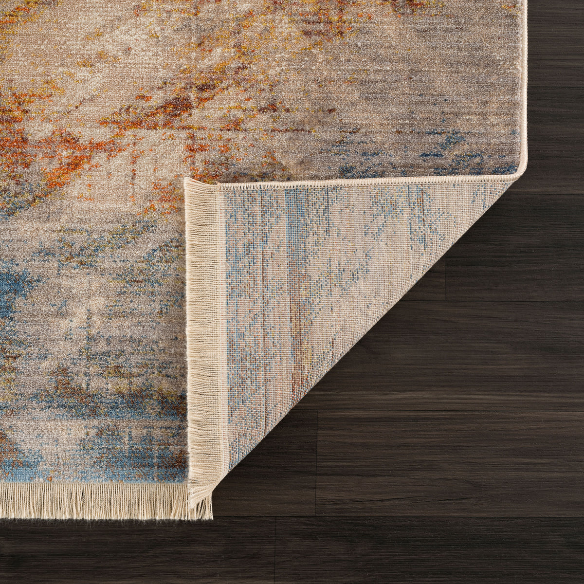 Distressed Geometric Abstract Overlay Area Rug - corner view