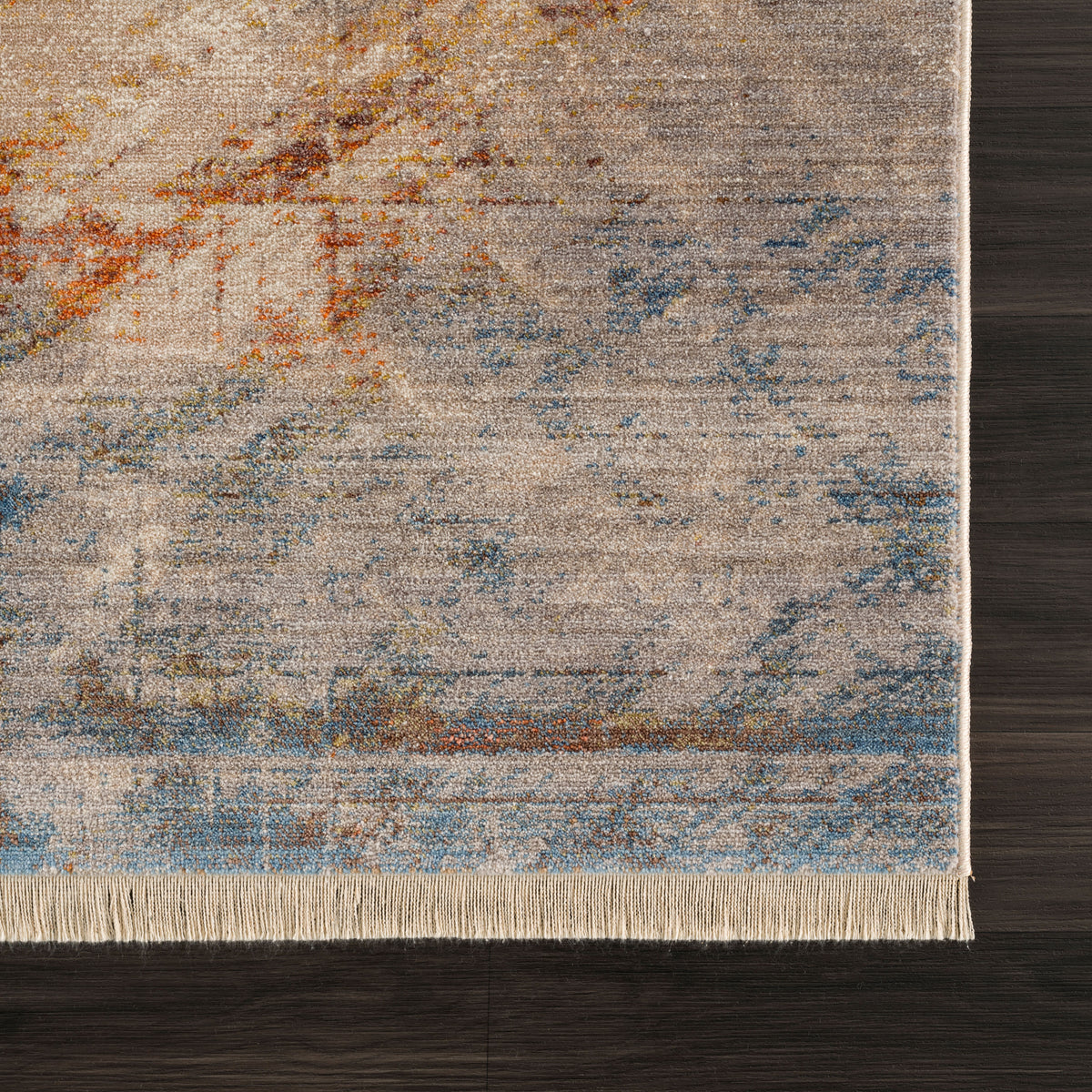 Distressed Geometric Abstract Overlay Area Rug - back view