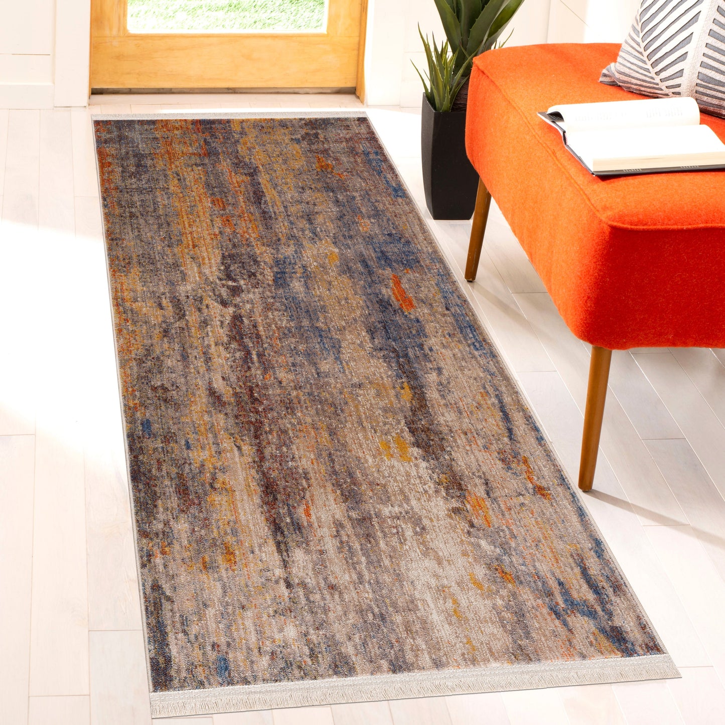 Holi-81774 Modern Power-Loomed Gray/Beige/Blue/Yellow/Multi Cotton Indoor Area Rug - LR Home