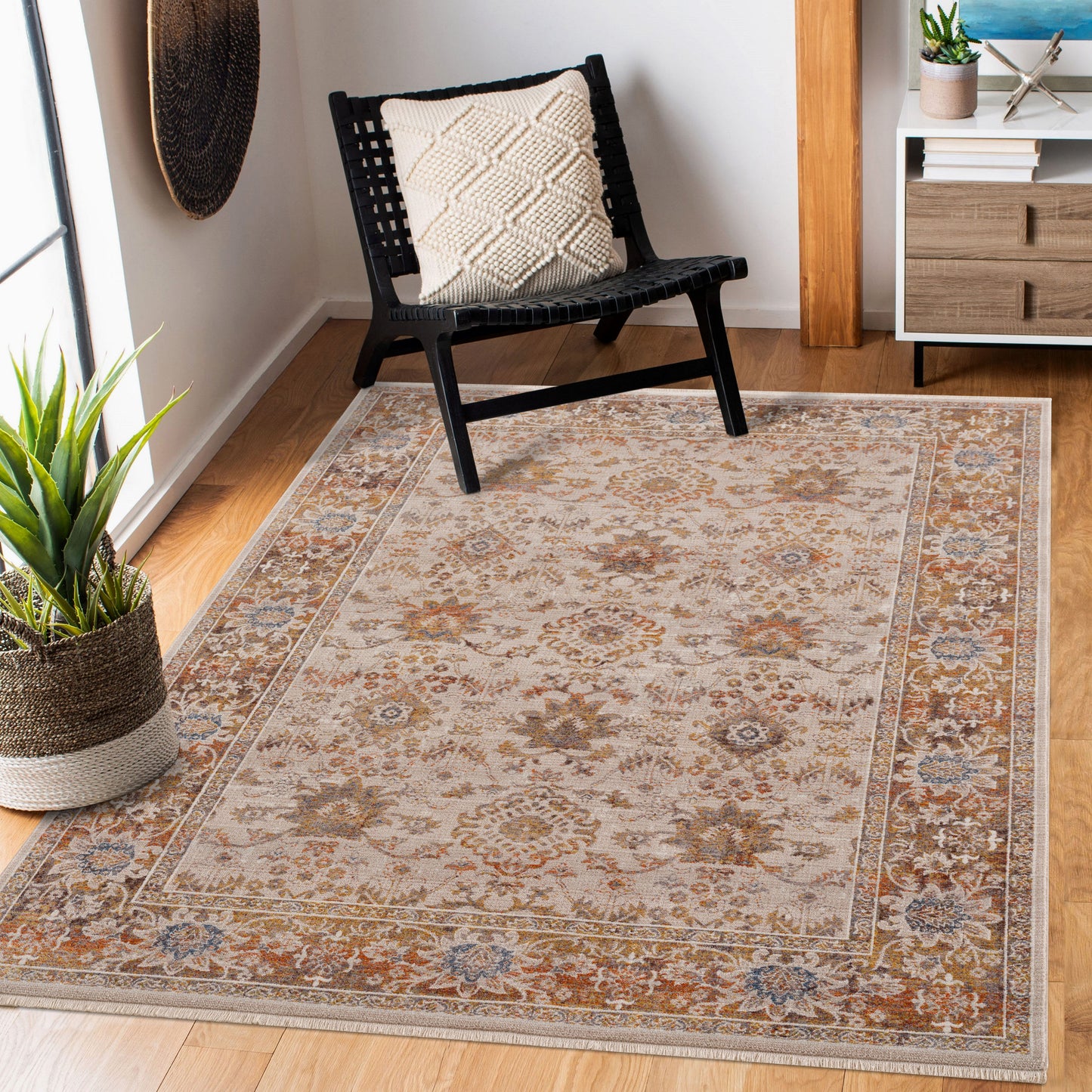 Holi-81775 Traditional Power-Loomed Ivory/Beige/Multi Cotton Indoor Area Rug - LR Home