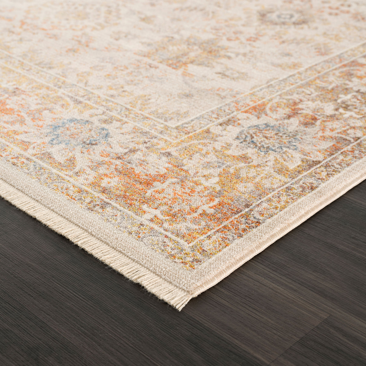 Rustic Vintage Bohemian Oriental Area Rug - side angle view