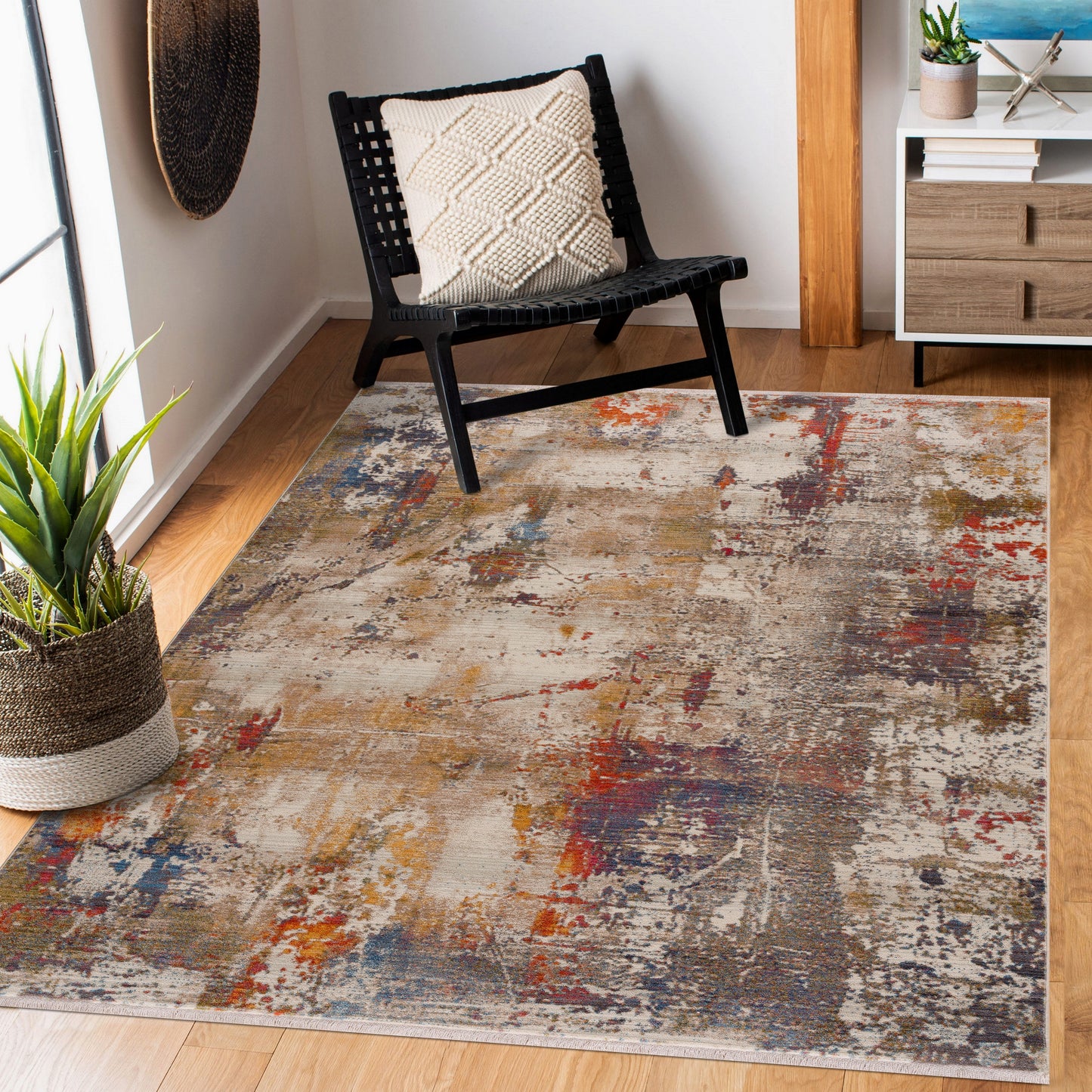 Holi-81776 Modern Power-Loomed Gray/Ivory/Multi Cotton Indoor Area Rug - LR Home