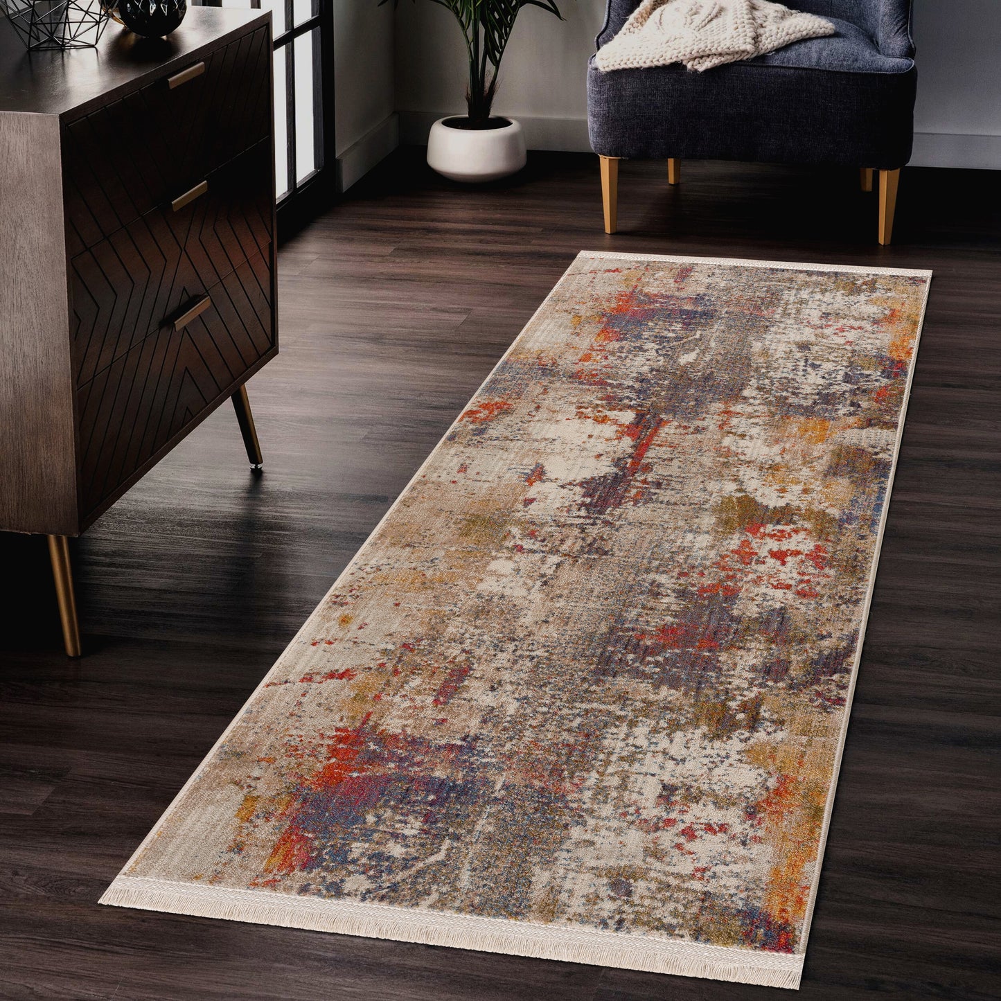 Holi-81776 Modern Power-Loomed Gray/Ivory/Multi Cotton Indoor Area Rug - LR Home