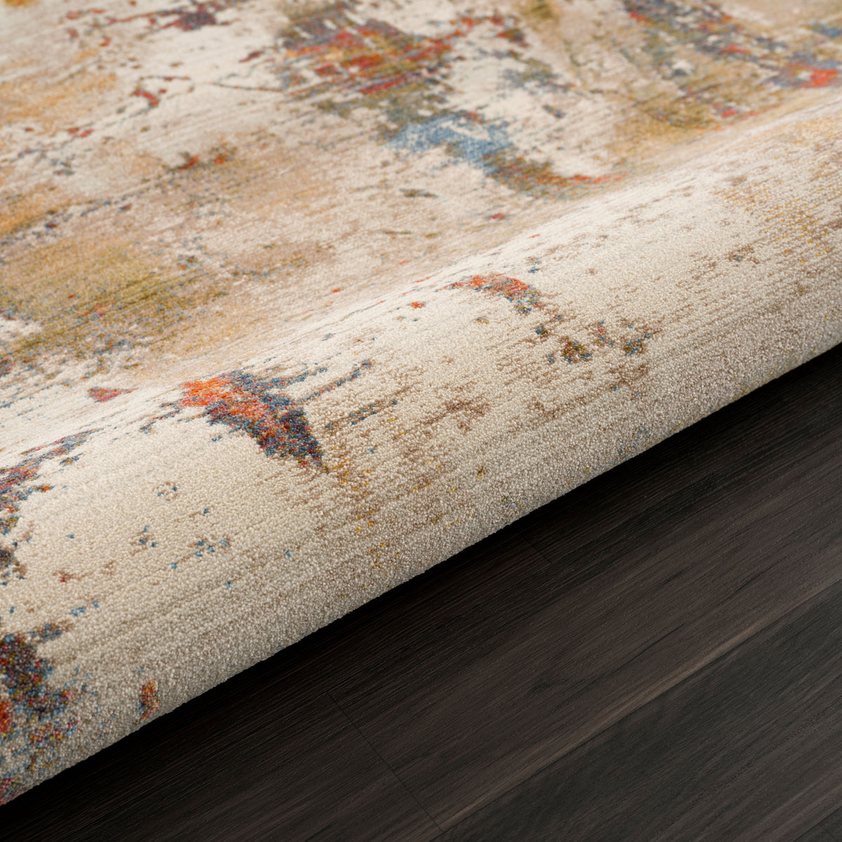 Distressed Modern Abstract Area Rug - corner view