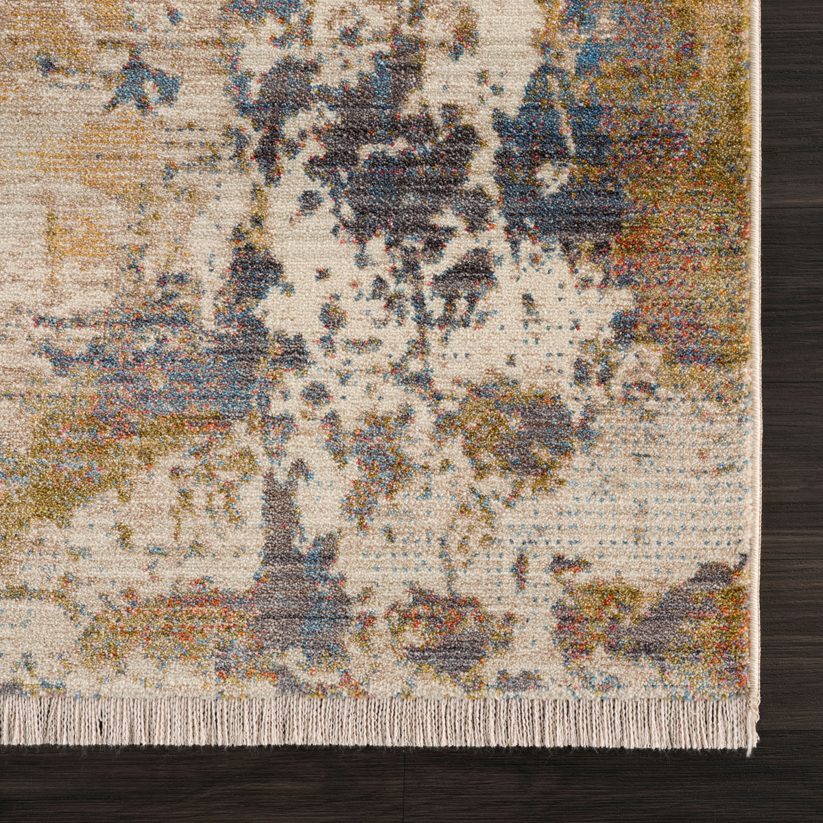 Distressed Modern Abstract Area Rug - back view