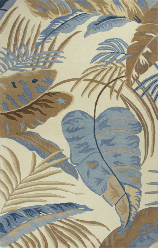 Havana 2624 Ivory/Blue Rainforest Hand Tufted Area Rug - KAS