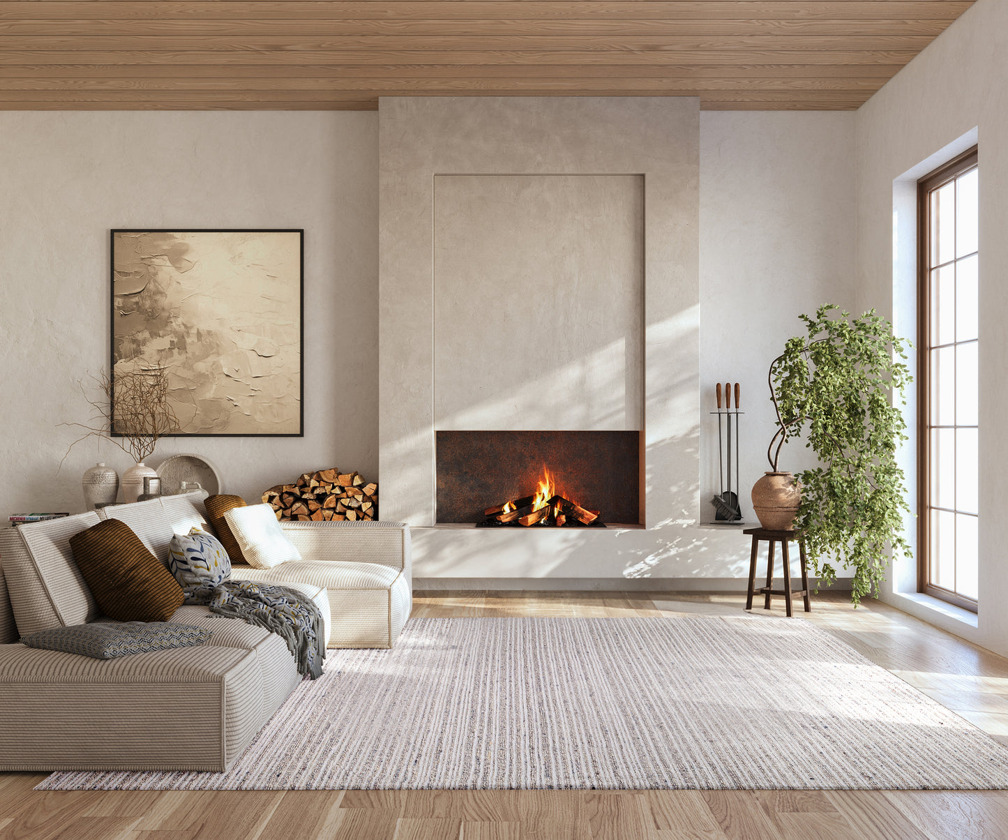 Hayden 8050 Natural Ivory Hand Knotted Performance Area Rug - KAS