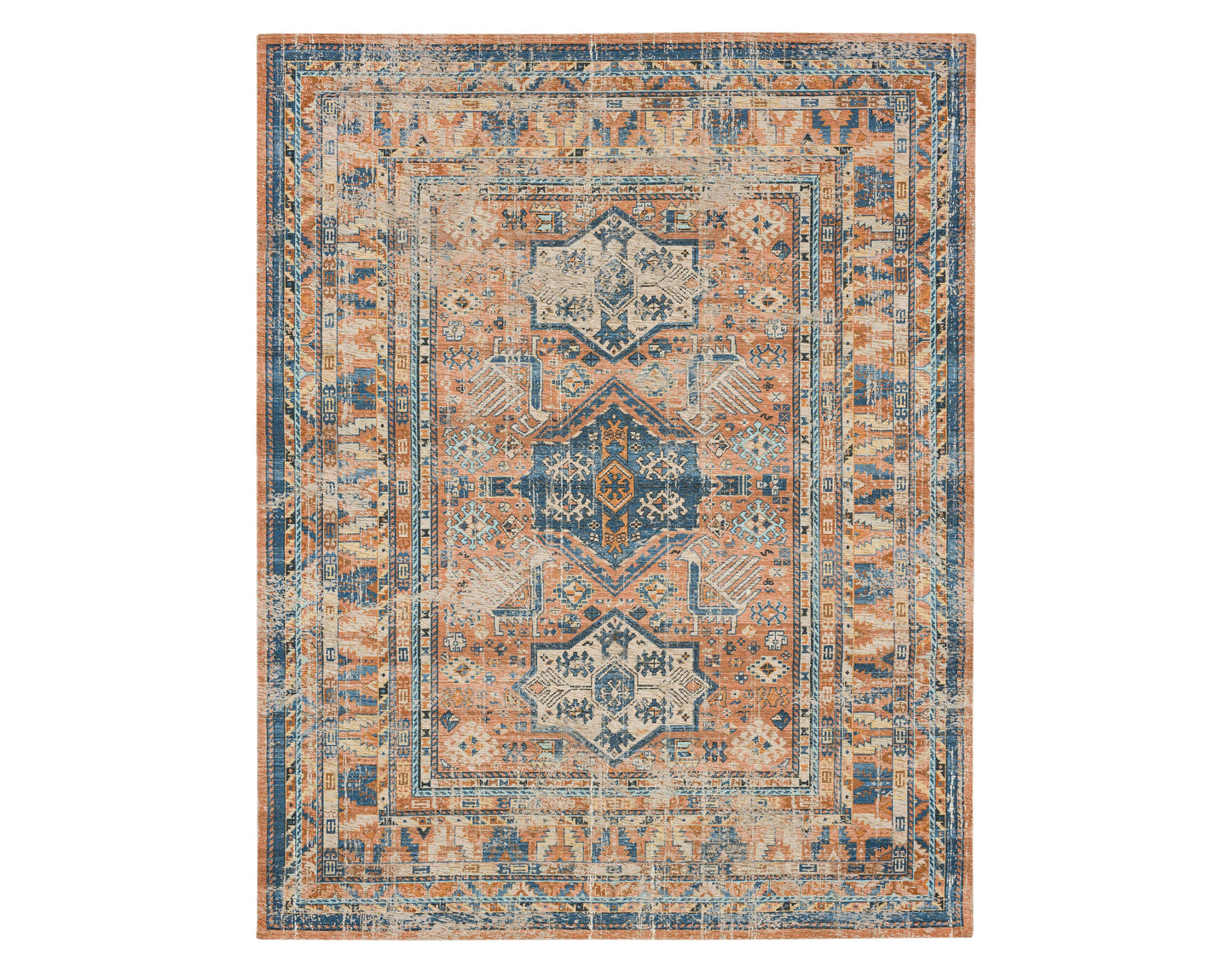 Karastan Rugs Haykota Terracotta/Rust Blue Area Rug