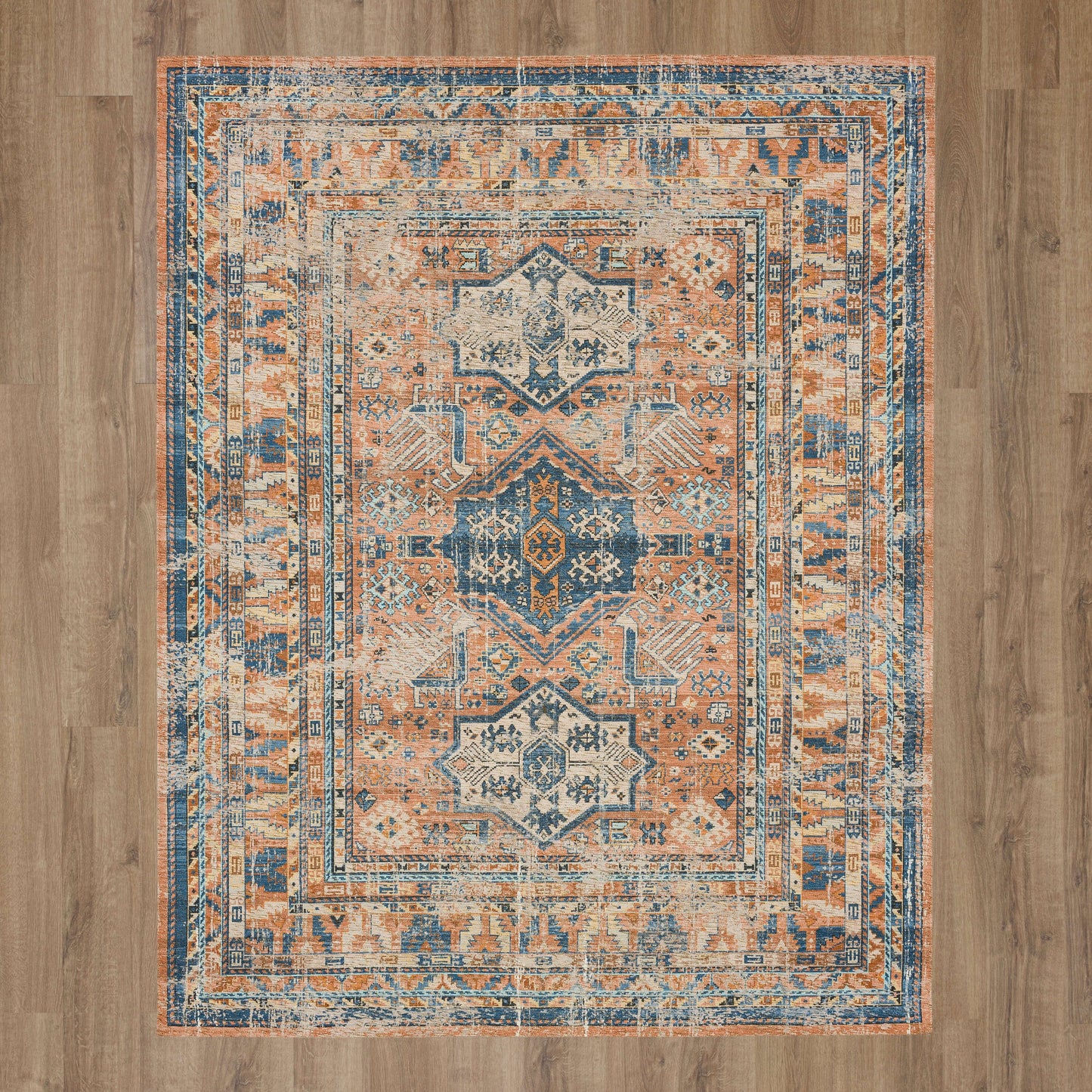 Karastan Rugs Haykota Terracotta/Rust Blue Area Rug