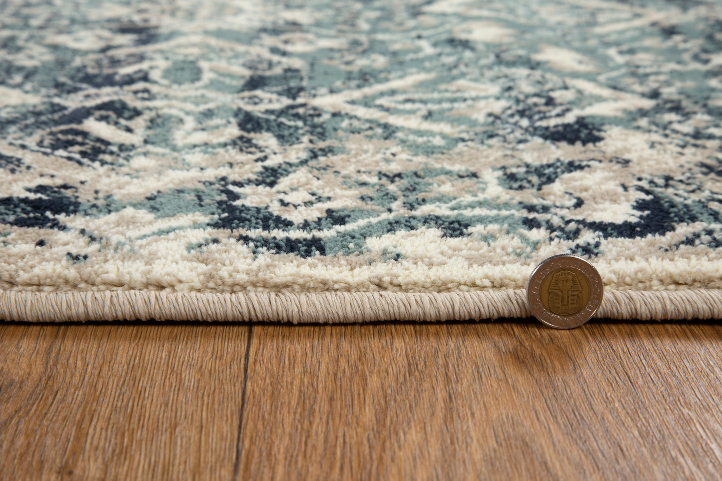 Heritage 9372 Ivory/Blue Anna Machine Woven Performance Area Rug - KAS