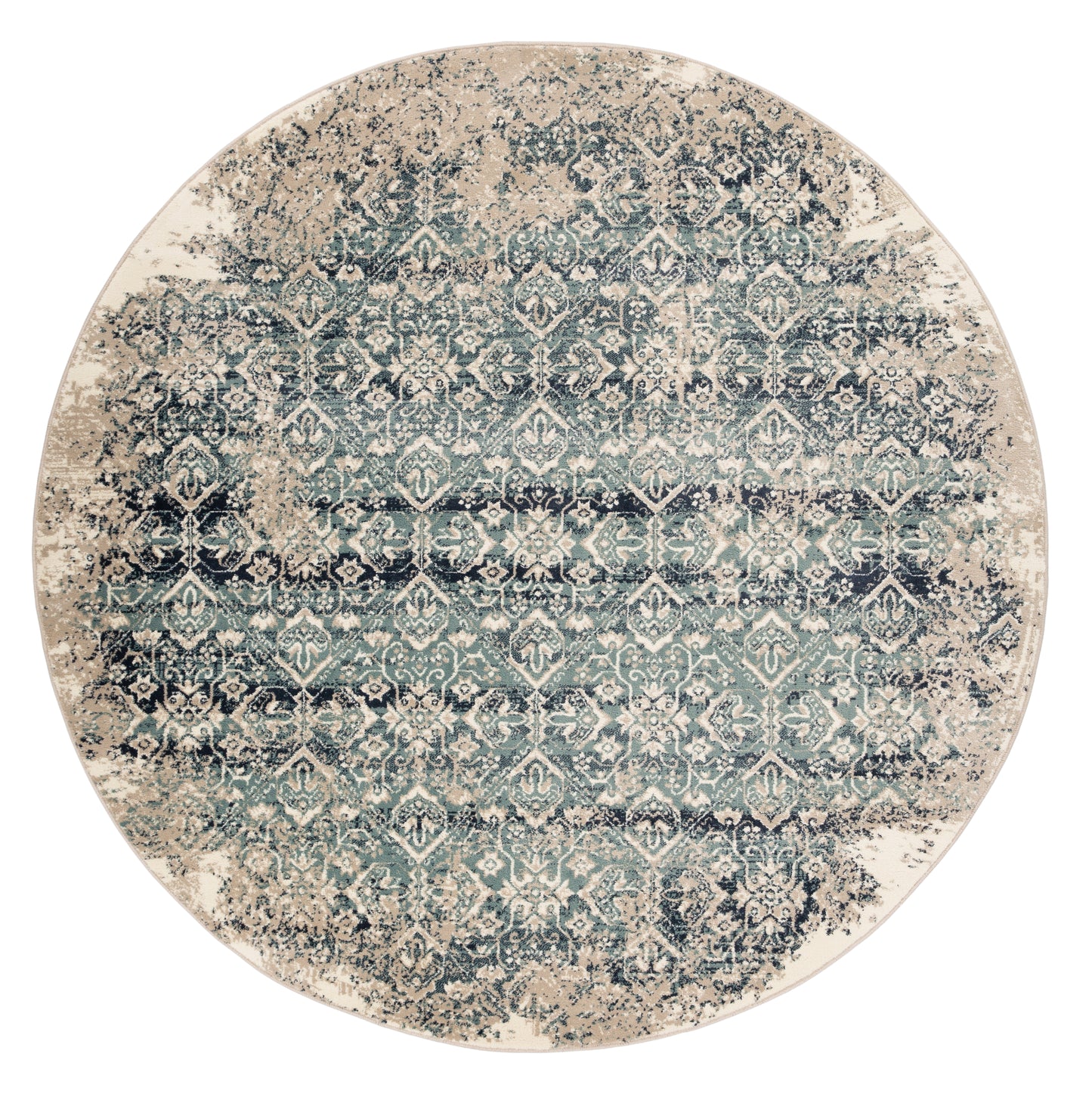 Heritage 9372 Ivory/Blue Anna Machine Woven Performance Area Rug - KAS